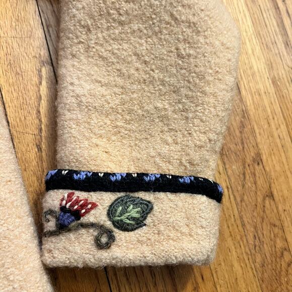 Icelandic Design Sweater Womens Medium Yellow Wool Vintage Floral 90s Flower - Picture 3 of 9